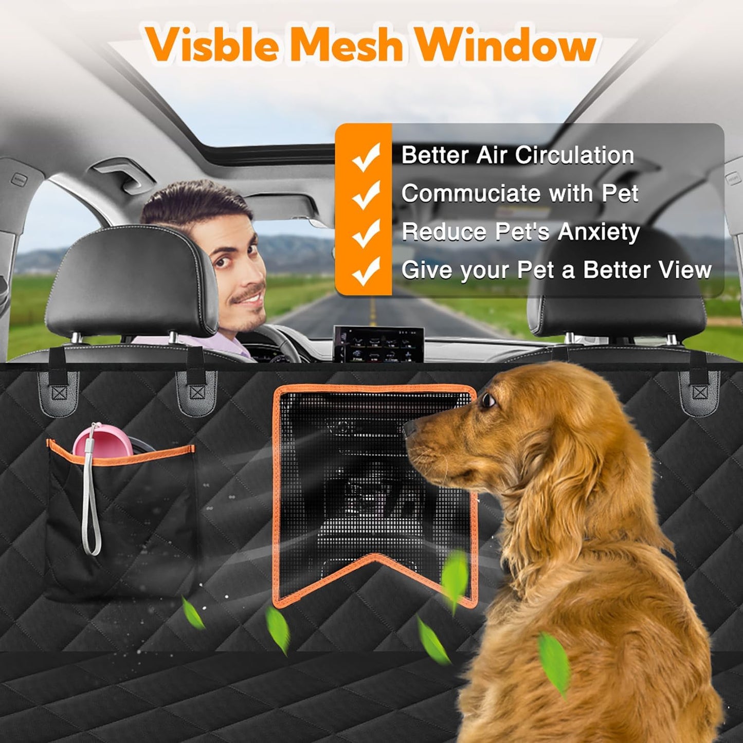 Anti-Scratch, Nonslip, Waterproof Car Seat Protector for Dogs