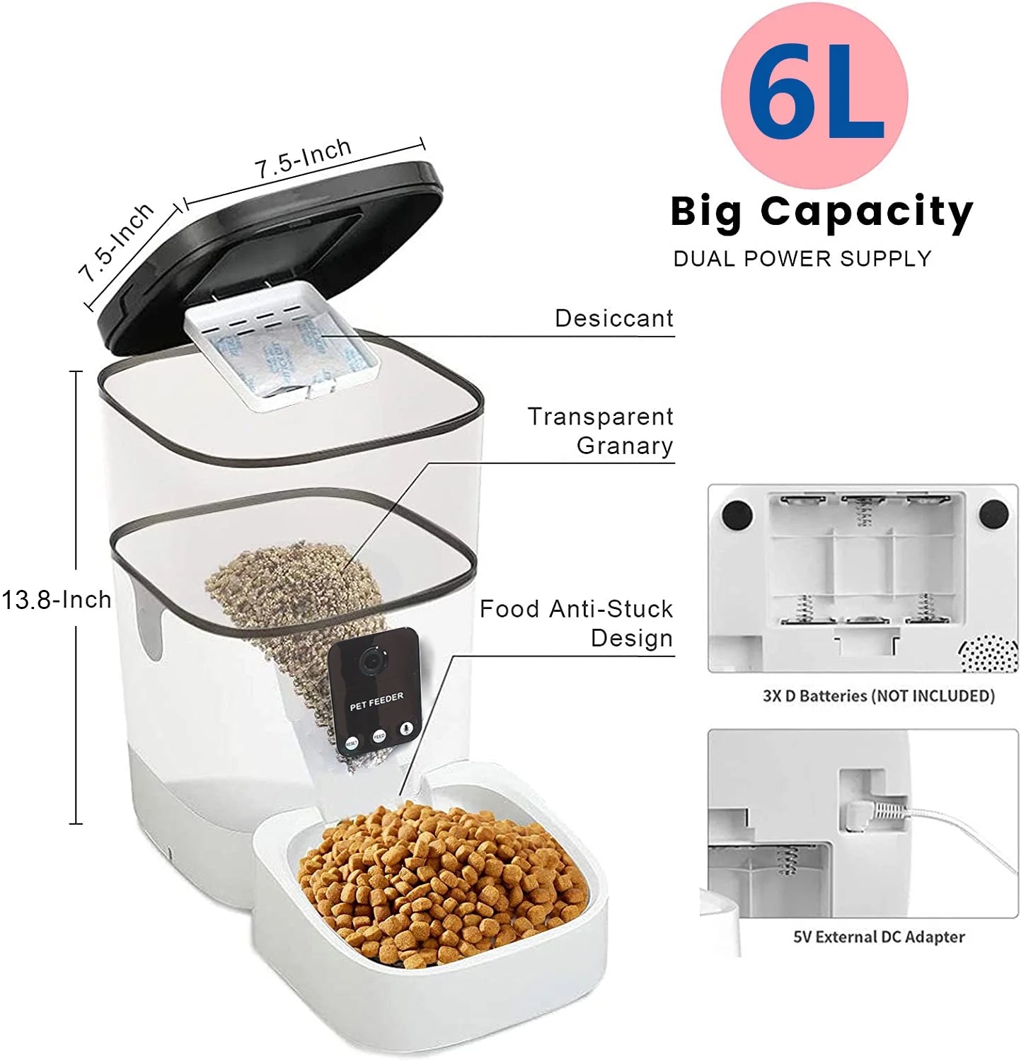 Automatic Pet Feeder for Cats and Dogs with App Control 