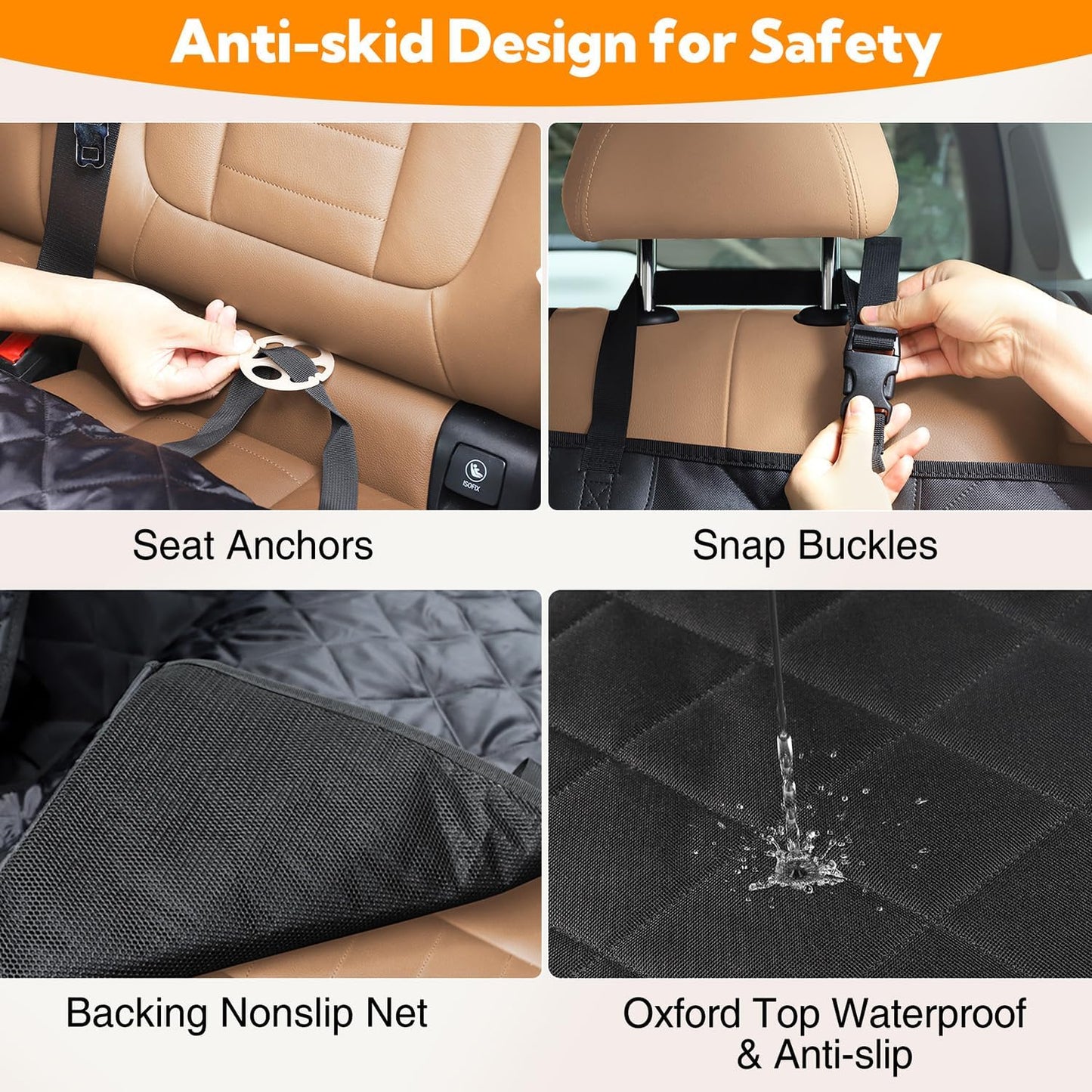 Anti-Scratch, Nonslip, Waterproof Car Seat Protector for Dogs 