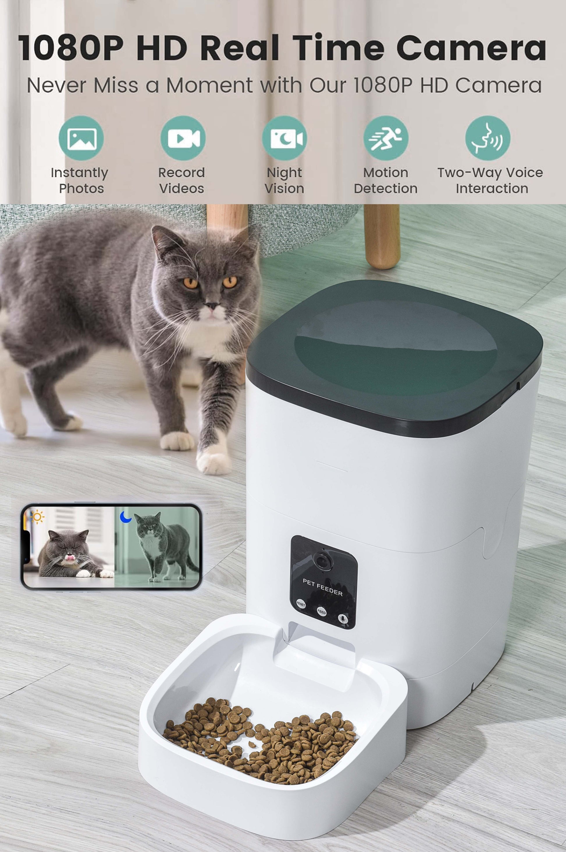 Automatic Pet Feeder for Cats and Dogs with App Control 